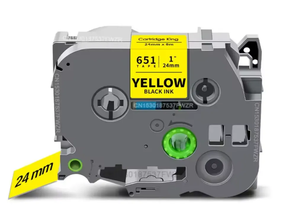Cinta Alternativa para Brother P Touch Amarilla Letra Negra 24mm